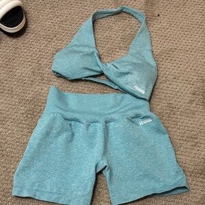 Women's Teal Athletic Shorts and Top by Dfyne